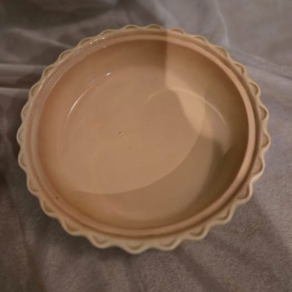 Vtg. Pumpkin Fall Thanksgiving Ceramic Pie Plate Dessert Server w/ Covered Lid - Picture 5 of 10